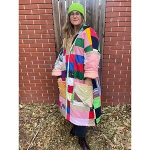 Colorful‎ Quilted Patchwork Oversized Jacket